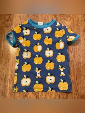 Maxamorra Blue Kids Tee with Yellow Apple Print